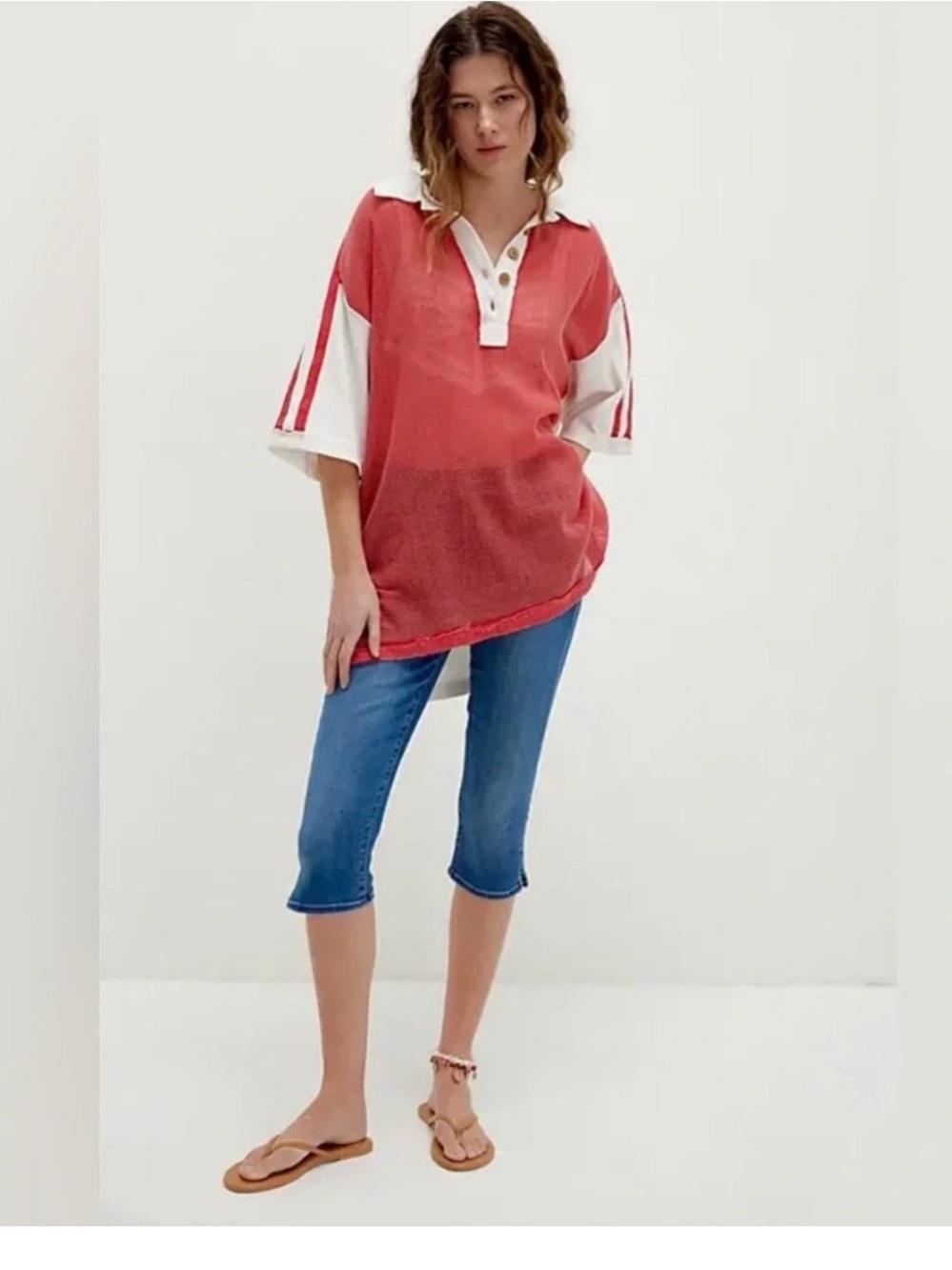 Free People We the Free Karlie Polo Flame Red